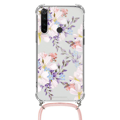 Θήκη κολιέ για Xiaomi Redmi Note 8 Pro 8T T Flower TPU Coque Coque For Redmi note8 note8t 8pro Θήκες κορδονιού με κορδόνι Πίσω