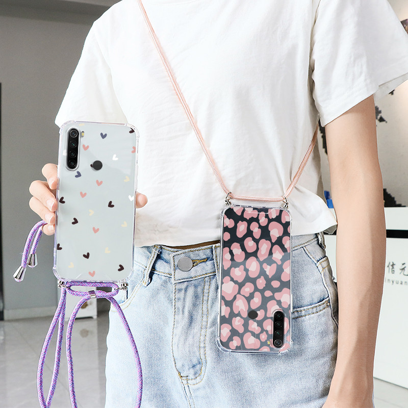 Futrola s ogrlicom za Xiaomi Redmi Note 8 Pro 8T T Flower TPU Cover Coque za Redmi note8 note8t 8pro Kućišta s remenom i užetom Natrag