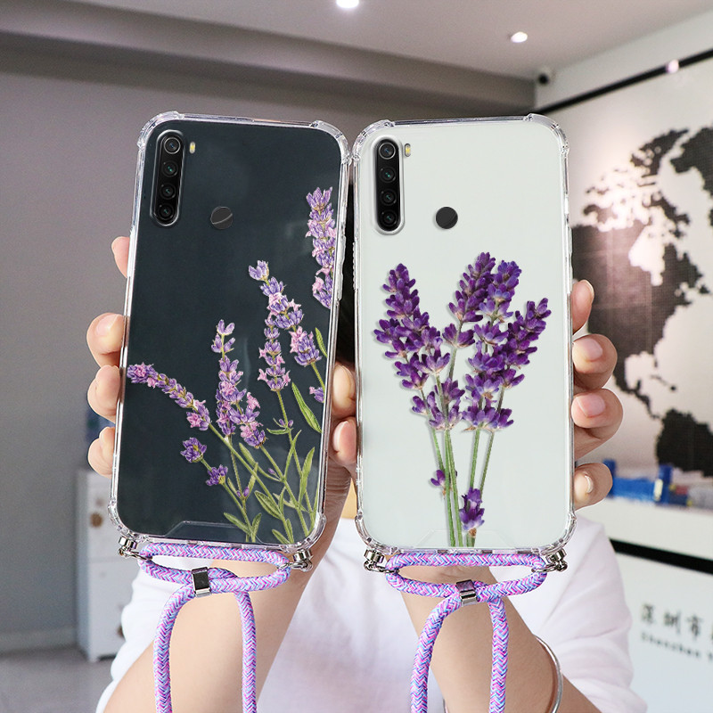 Futrola s ogrlicom za Xiaomi Redmi Note 8 Pro 8T T Flower TPU Cover Coque za Redmi note8 note8t 8pro Kućišta s remenom i užetom Natrag