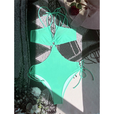 2022. Novi seksi jednodijelni kupaći kostim s halterima na čipku, ženski kupaći kostim, ženski kupaći kostim s podstavom bez leđa V4025