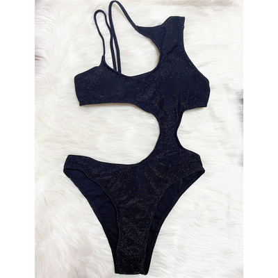 Novi seksi asimetrični svjetlucavi ženski kupaći kostimi s izrezom na trbuščiću, jednodijelni kupaći kostim za kupaće žene, kupaći kostim za kupanje V3958