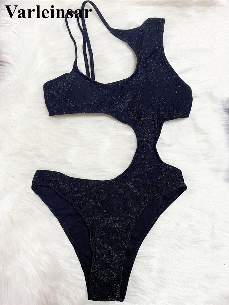 Novi seksi asimetrični svjetlucavi ženski kupaći kostimi s izrezom na trbuščiću, jednodijelni kupaći kostim za kupaće žene, kupaći kostim za kupanje V3958
