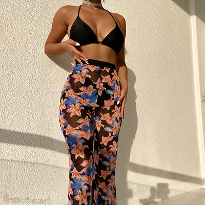 Sexy Print Bikini Moterys Trijų dalių maudymosi kostiumėlis Trikampis Krepšys Bikini Tiulio kelnės Paplūdimio maudymosi kostiumėlis aukštu juosmeniu maudymosi kostiumėlis