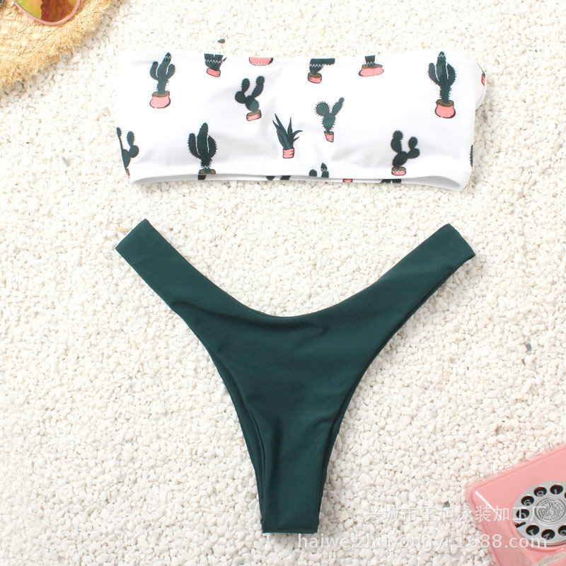 Plavky 2022 Nové dámske dvojdielne bikiny bandeau Sexy bez ramienok s odhalenými ramenami a chrbtom, tangá, letné plážové oblečenie, bikiny