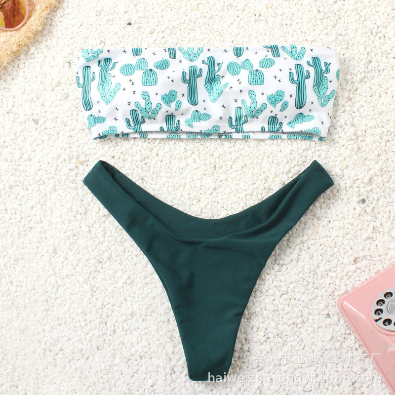 Plavky 2022 Nové dámske dvojdielne bikiny bandeau Sexy bez ramienok s odhalenými ramenami a chrbtom, tangá, letné plážové oblečenie, bikiny