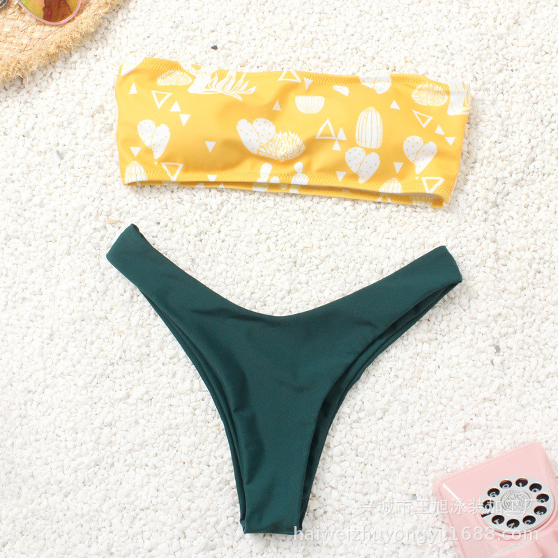 Plavky 2022 Nové dámske dvojdielne bikiny bandeau Sexy bez ramienok s odhalenými ramenami a chrbtom, tangá, letné plážové oblečenie, bikiny