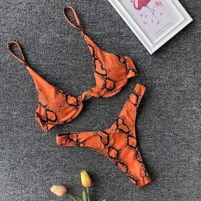 Mikro bikini 2022. Kupaći kostimi Ženski seksi žuti leopard zmijski print Kupaći kostim sa žicom Kupaći kostim Kupaći kostim za plažu sa tangama Bikini