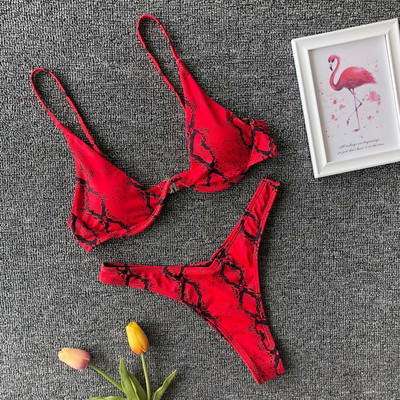 Mikro bikini 2022. Kupaći kostimi Ženski seksi žuti leopard zmijski print Kupaći kostim sa žicom Kupaći kostim Kupaći kostim za plažu sa tangama Bikini