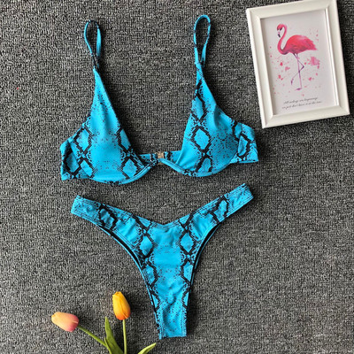 Mikro bikini 2022. Kupaći kostimi Ženski seksi žuti leopard zmijski print Kupaći kostim sa žicom Kupaći kostim Kupaći kostim za plažu sa tangama Bikini