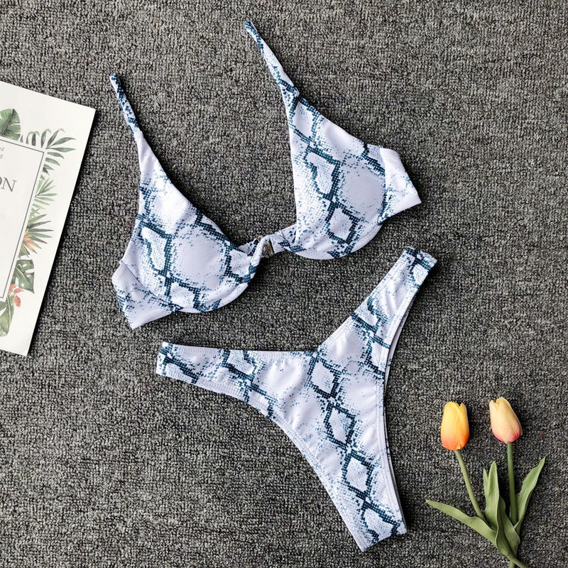 Mikro bikini 2022. Kupaći kostimi Ženski seksi žuti leopard zmijski print Kupaći kostim sa žicom Kupaći kostim Kupaći kostim za plažu sa tangama Bikini