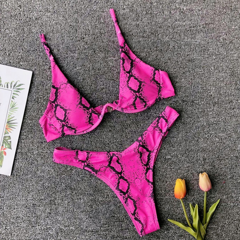 Mikro bikini 2022. Kupaći kostimi Ženski seksi žuti leopard zmijski print Kupaći kostim sa žicom Kupaći kostim Kupaći kostim za plažu sa tangama Bikini