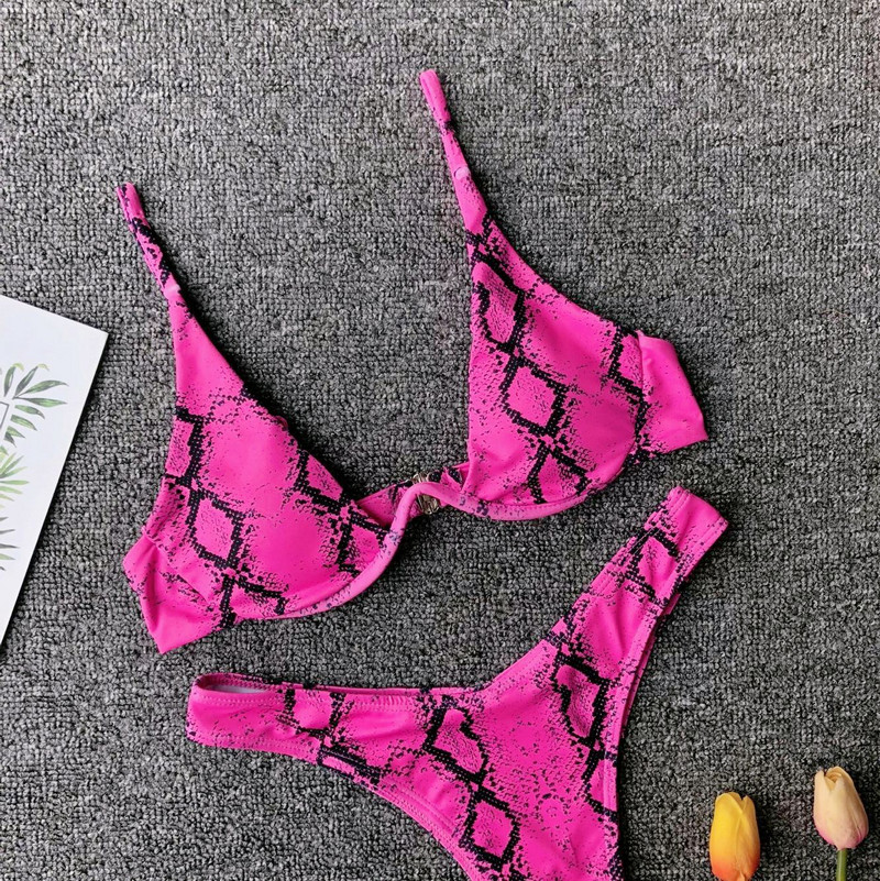 Mikro bikini 2022. Kupaći kostimi Ženski seksi žuti leopard zmijski print Kupaći kostim sa žicom Kupaći kostim Kupaći kostim za plažu sa tangama Bikini