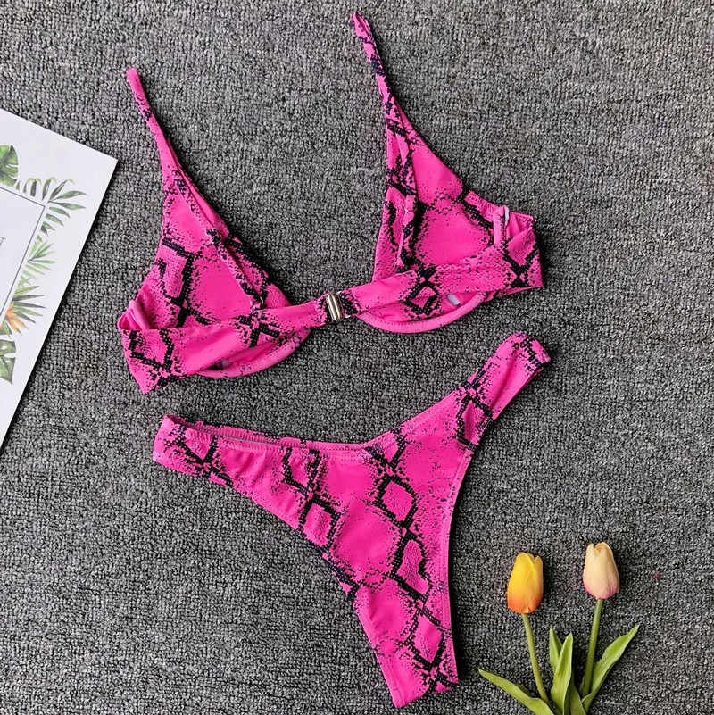 Mikro bikini 2022. Kupaći kostimi Ženski seksi žuti leopard zmijski print Kupaći kostim sa žicom Kupaći kostim Kupaći kostim za plažu sa tangama Bikini