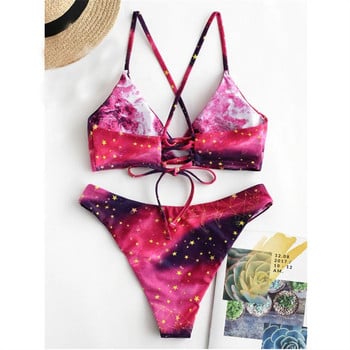 Starry Sky Print Reversible Bikini σετ Γυναικεία σέξι στρινγκ δύο τεμαχίων μαγιό 2022 Κοριτσίστικο καλοκαιρινό μαγιό παραλίας Micro μαγιό