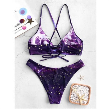 Starry Sky Print Reversible Bikini σετ Γυναικεία σέξι στρινγκ δύο τεμαχίων μαγιό 2022 Κοριτσίστικο καλοκαιρινό μαγιό παραλίας Micro μαγιό