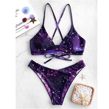 Starry Sky Print Reversible Bikini σετ Γυναικεία σέξι στρινγκ δύο τεμαχίων μαγιό 2022 Κοριτσίστικο καλοκαιρινό μαγιό παραλίας Micro μαγιό