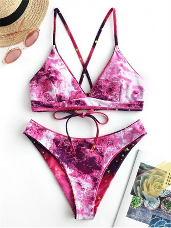 Starry Sky Print Reversible Bikini σετ Γυναικεία σέξι στρινγκ δύο τεμαχίων μαγιό 2022 Κοριτσίστικο καλοκαιρινό μαγιό παραλίας Micro μαγιό