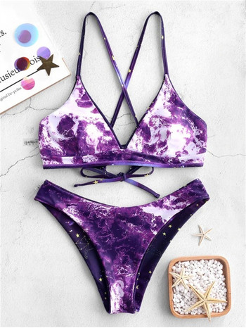 Starry Sky Print Reversible Bikini σετ Γυναικεία σέξι στρινγκ δύο τεμαχίων μαγιό 2022 Κοριτσίστικο καλοκαιρινό μαγιό παραλίας Micro μαγιό