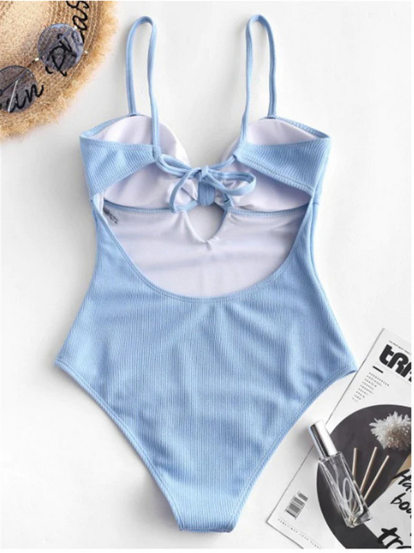 Seksualus maudymosi kostiumėlis, moteriškas priekyje kaklaraištis, lankelis, vientisas kūno kostiumas Push Up Monokini 2022 Halter Cross maudymosi kostiumėlis be nugaros, paplūdimio drabužiai