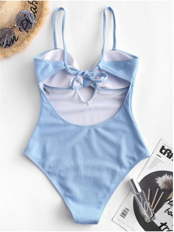 Seksualus maudymosi kostiumėlis, moteriškas priekyje kaklaraištis, lankelis, vientisas kūno kostiumas Push Up Monokini 2022 Halter Cross maudymosi kostiumėlis be nugaros, paplūdimio drabužiai