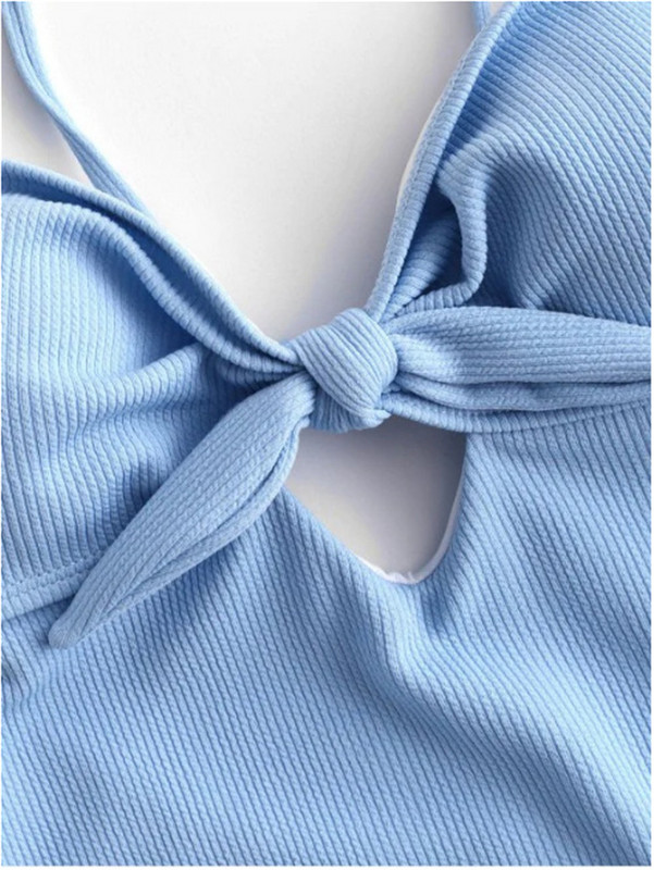 Seksualus maudymosi kostiumėlis, moteriškas priekyje kaklaraištis, lankelis, vientisas kūno kostiumas Push Up Monokini 2022 Halter Cross maudymosi kostiumėlis be nugaros, paplūdimio drabužiai