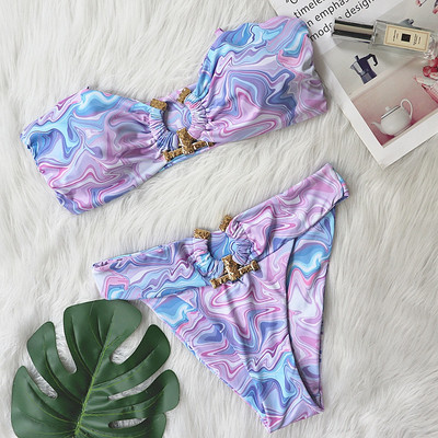 Fényes strasszos bikini, 2023. Szexi, tömör, egy vállból kivágott Push Up fürdőruha, női kristály fürdőruha Brazil tangás fürdőruha