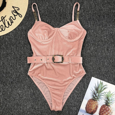 Costum de baie negru, solid, cu cataramă, pentru femei, cu cureaua cu lanț metalic, costum de baie cu push-up, monokini pentru controlul burticii