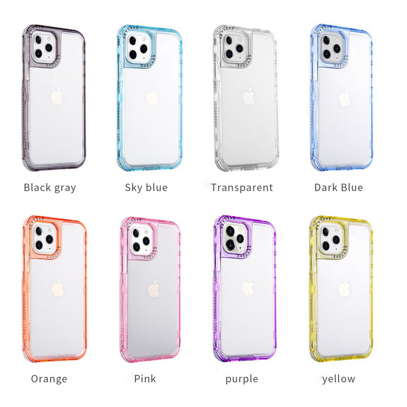 Ütésálló lökhárító telefontok iPhone 13 12 11Pro Max XR XS Max X 7 8 Plus 14Pro SE 2020 Candy Color átlátszó kemény PC borítóhoz