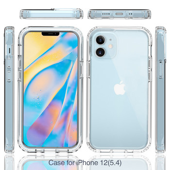 2 в 1 Удароустойчив калъф за телефон за iPhone 13 11 12 11Pro Max XR XS Max X 7 8 Plus 14 SE 2020 Прозрачен твърд заден капак за компютър