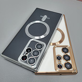 Skaidrus Magsafe magnetiniam dėklui, skirtas Samsung Galaxy S23 S22 S21 Ultra Plus S22Ultra S22Plus S21Plus Minkšti pilni fotoaparato dangteliai