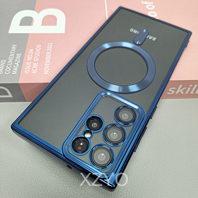 Skaidrus Magsafe magnetiniam dėklui, skirtas Samsung Galaxy S23 S22 S21 Ultra Plus S22Ultra S22Plus S21Plus Minkšti pilni fotoaparato dangteliai