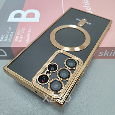 Skaidrus Magsafe magnetiniam dėklui, skirtas Samsung Galaxy S23 S22 S21 Ultra Plus S22Ultra S22Plus S21Plus Minkšti pilni fotoaparato dangteliai