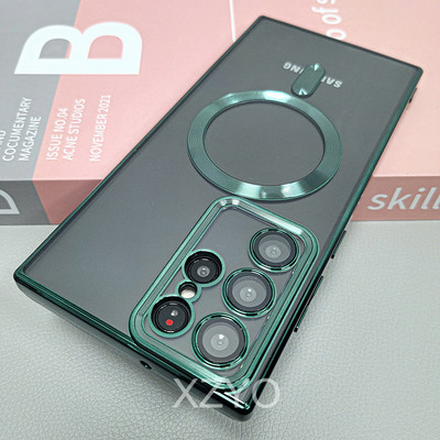 Skaidrus Magsafe magnetiniam dėklui, skirtas Samsung Galaxy S23 S22 S21 Ultra Plus S22Ultra S22Plus S21Plus Minkšti pilni fotoaparato dangteliai