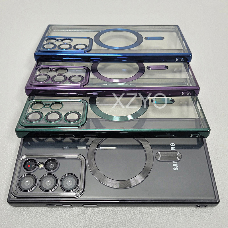 Skaidrus Magsafe magnetiniam dėklui, skirtas Samsung Galaxy S23 S22 S21 Ultra Plus S22Ultra S22Plus S21Plus Minkšti pilni fotoaparato dangteliai