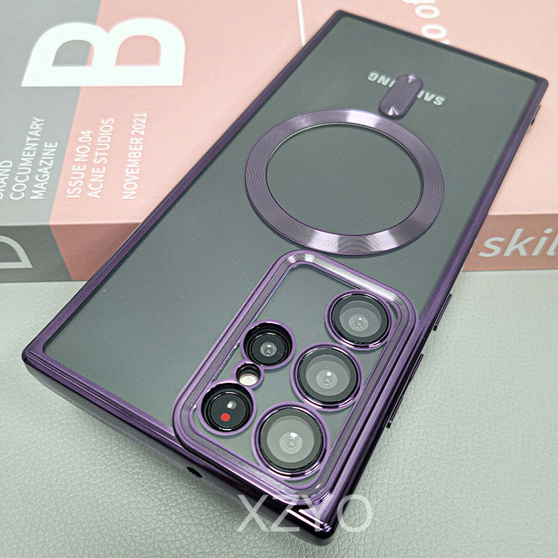 Skaidrus Magsafe magnetiniam dėklui, skirtas Samsung Galaxy S23 S22 S21 Ultra Plus S22Ultra S22Plus S21Plus Minkšti pilni fotoaparato dangteliai