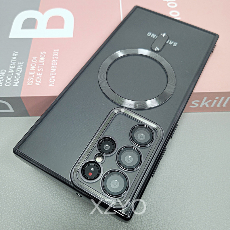 Skaidrus Magsafe magnetiniam dėklui, skirtas Samsung Galaxy S23 S22 S21 Ultra Plus S22Ultra S22Plus S21Plus Minkšti pilni fotoaparato dangteliai