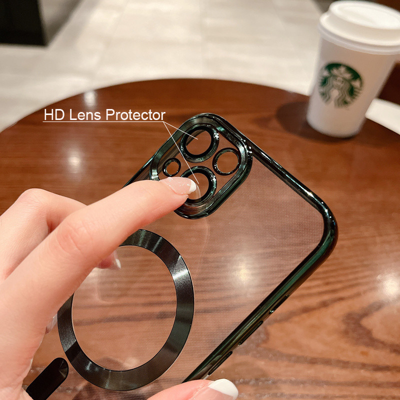 Διαφανής θήκη Magsafe Magsafe Wireless Charging για iPhone 14 13 12 11 Pro Max Plus Πλήρες κάλυμμα φακού γυαλιού iPhone14 14Pro