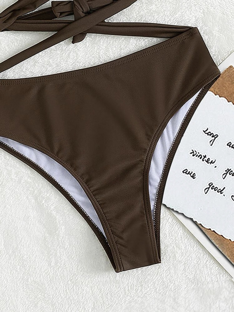 Szexi Bandeau váll nélküli bikini keresztkötésű fürdőruha, női 2022-es kétrészes bikini magas derekú strandruha fürdőruha fürdőruha
