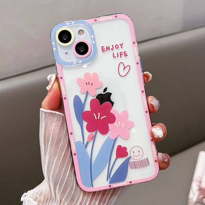 Калъф за телефон с цветя SoCouple Angel Eyes за iphone 11 12 13 14 Pro Max Mini XR X Xs max 7 8 Plus SE Сладък обектив Мек силиконов капак