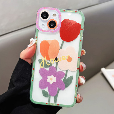 Калъф за телефон с цветя SoCouple Angel Eyes за iphone 11 12 13 14 Pro Max Mini XR X Xs max 7 8 Plus SE Сладък обектив Мек силиконов капак