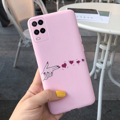 Cute Love Heart Cover for Oppo A54 Case CPH2239 Μαλακό προστατευτικό κέλυφος σιλικόνης για Oppo A54 5G CPH2195 OppoA54 A 54 Θήκες τηλεφώνου