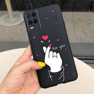 Cute Love Heart Cover for Oppo A54 Case CPH2239 Μαλακό προστατευτικό κέλυφος σιλικόνης για Oppo A54 5G CPH2195 OppoA54 A 54 Θήκες τηλεφώνου