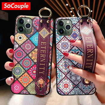 SoCouple за iPhone 13 Pro Max Калъф Калъф за държач за телефон за iPhone 14 11 13 12 Pro Max X Xs Max XR Мек TPU капак за каишка за китка