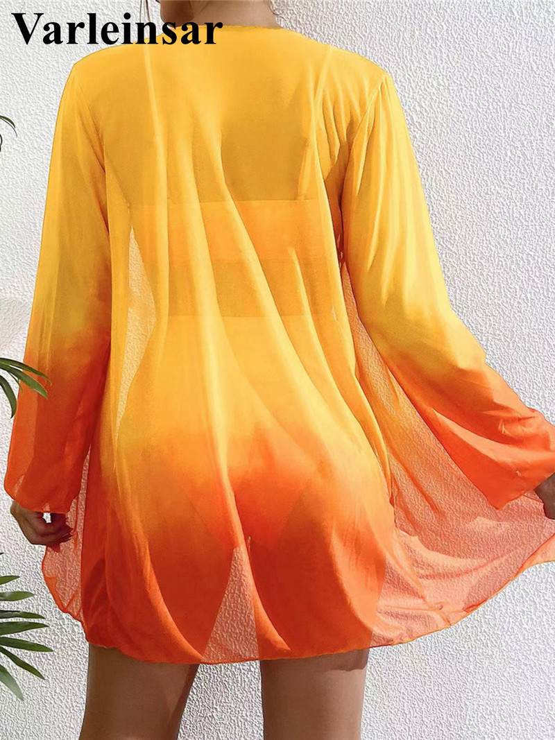 Nyakkendőfesték Cover Up Női fürdőruha magas derekú bikini női fürdőruha Háromrészes bikini szett fürdőruha Swim Lady V4324