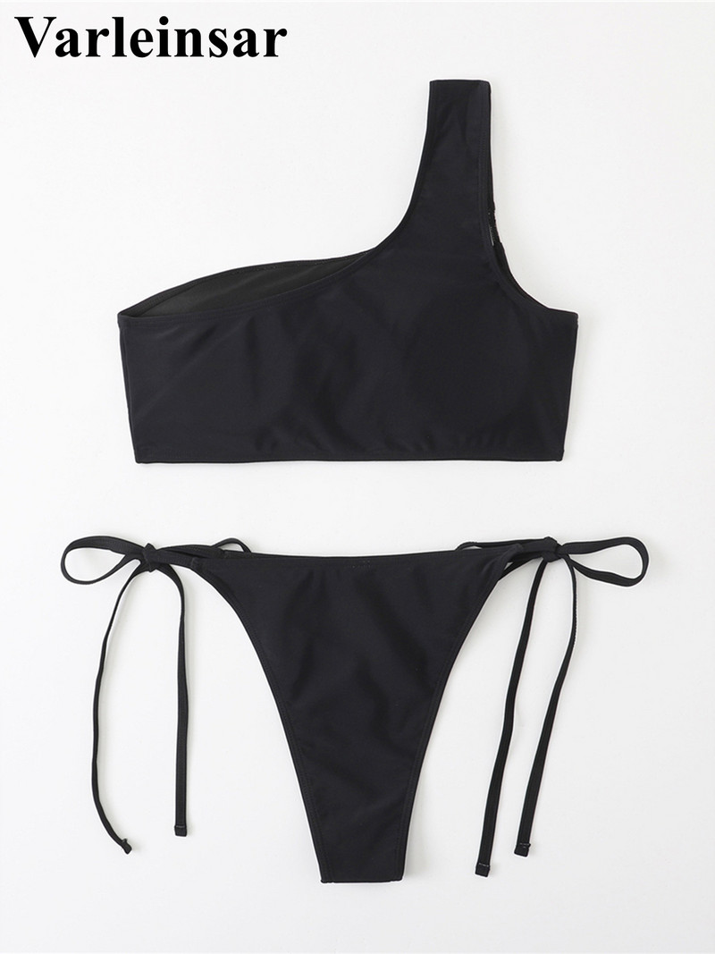 Splicing Mesh Sheer One Shoulder Bikini Női fürdőruha Női fürdőruha Kétrészes bikini szett fürdőruha Swim Lady V4321