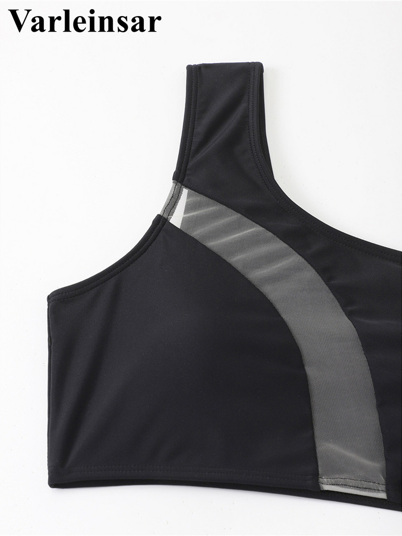 Splicing Mesh Sheer One Shoulder Bikini Női fürdőruha Női fürdőruha Kétrészes bikini szett fürdőruha Swim Lady V4321