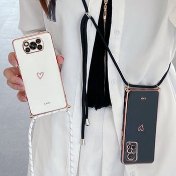 Θήκη τηλεφώνου Poco X4 Pro Love Heart Crossbody με κορδόνι με λουράκι για τηλέφωνο Xiaomi Mi Poco X3 Nfc Pro M4 Pro 4G 5G M3 F3 C40