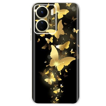 Για Vivo Y16 Case Cute Cat Colorful Flowers Βαμμένο κάλυμμα 6,51\'\' Μαλακή θήκη τηλεφώνου σιλικόνης για Vivo Y16 Y 16 VivoY16 Coque Bumper