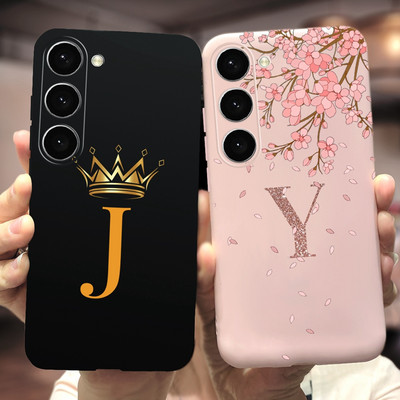 За калъф за Samsung Galaxy S23 Луксозен капак Crown Letters Cover Мек силиконов калъф за Samsung Galaxy S23 Plus S 23 Ultra S23Ultra Bumper