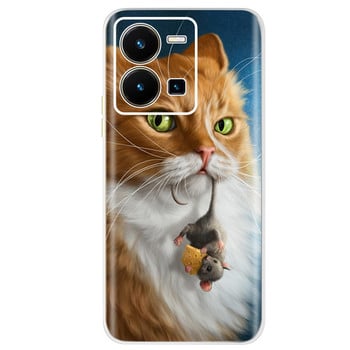 Για Vivo Y35 Case 2022 Cute Cat Butterfly Θήκη τηλεφώνου από μαλακή σιλικόνη για Vivo Y35 Y 35 VivoY35 Πίσω κάλυμμα 6,58\'\' TPU Fundas Bumper